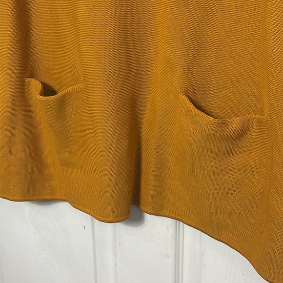 COS Mustard Yellow Fine Knit A Line Top With 2 Pockets Size Large 100% Cotton - Picture 4 of 12